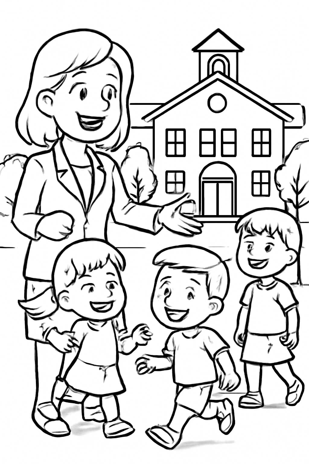 Tranh tô màu cô giáo cho bé - Hình tô màu cô giáo PDF