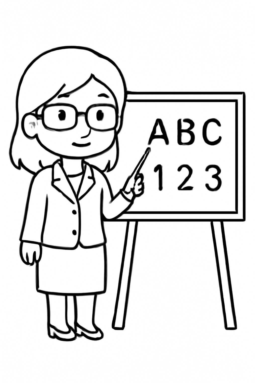 Cô giáo với bảng học chữ cái