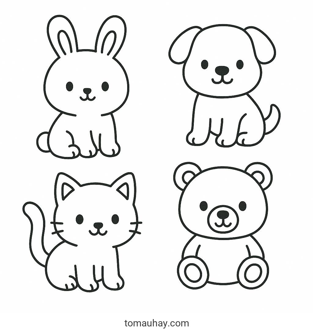 Tranh tô màu cho bé 3 4 tuổi 2026 - Đơn giản - Dễ Tô - Giúp bé phát triển trí tuệ - Động vật dễ thương