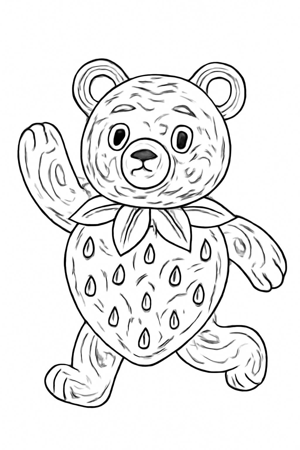 Tô màu gấu dâu cho bé – Hình tô màu gấu bông dễ thương