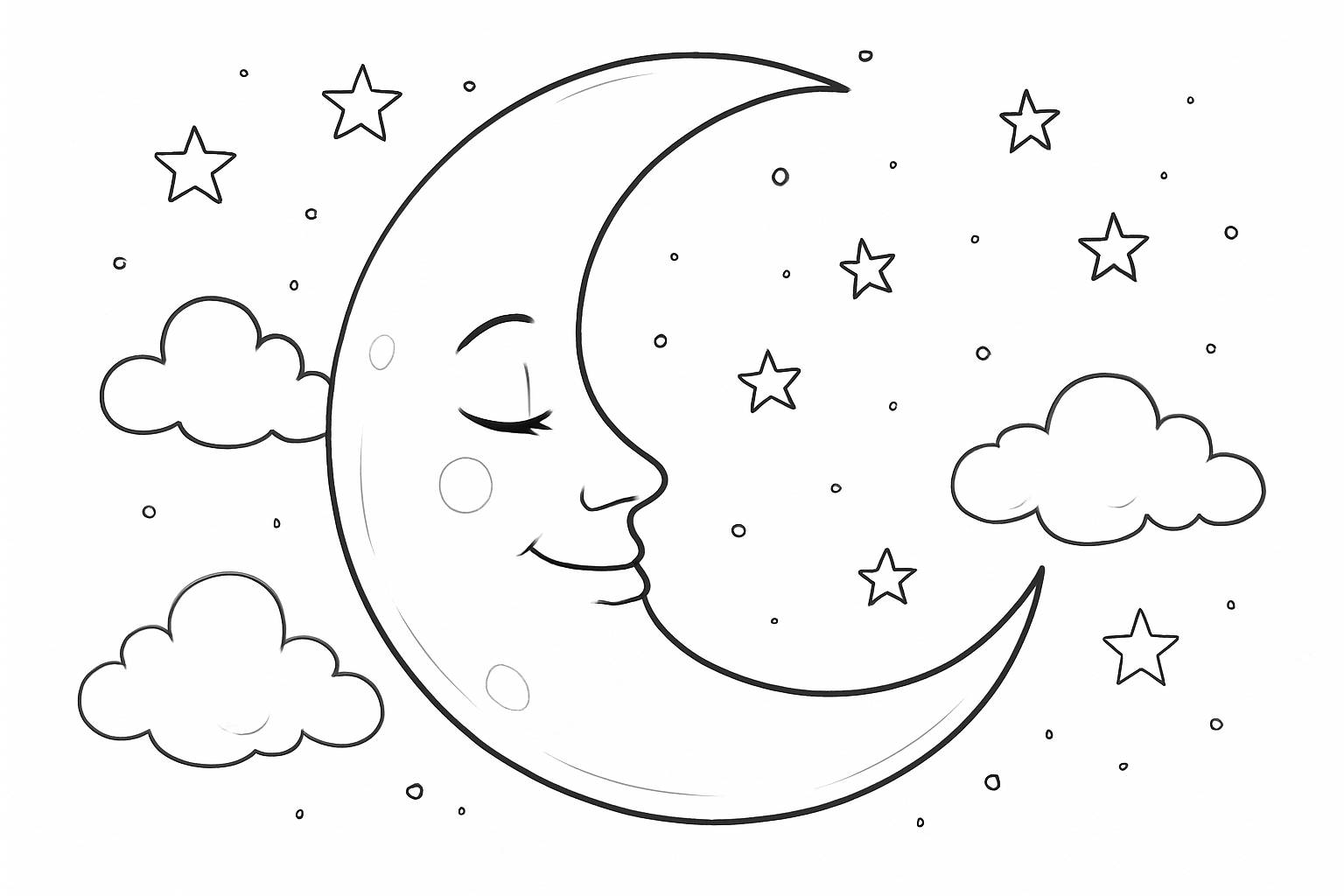 Tranh tô màu mặt trăng cho bé - Hình tô màu dễ tải