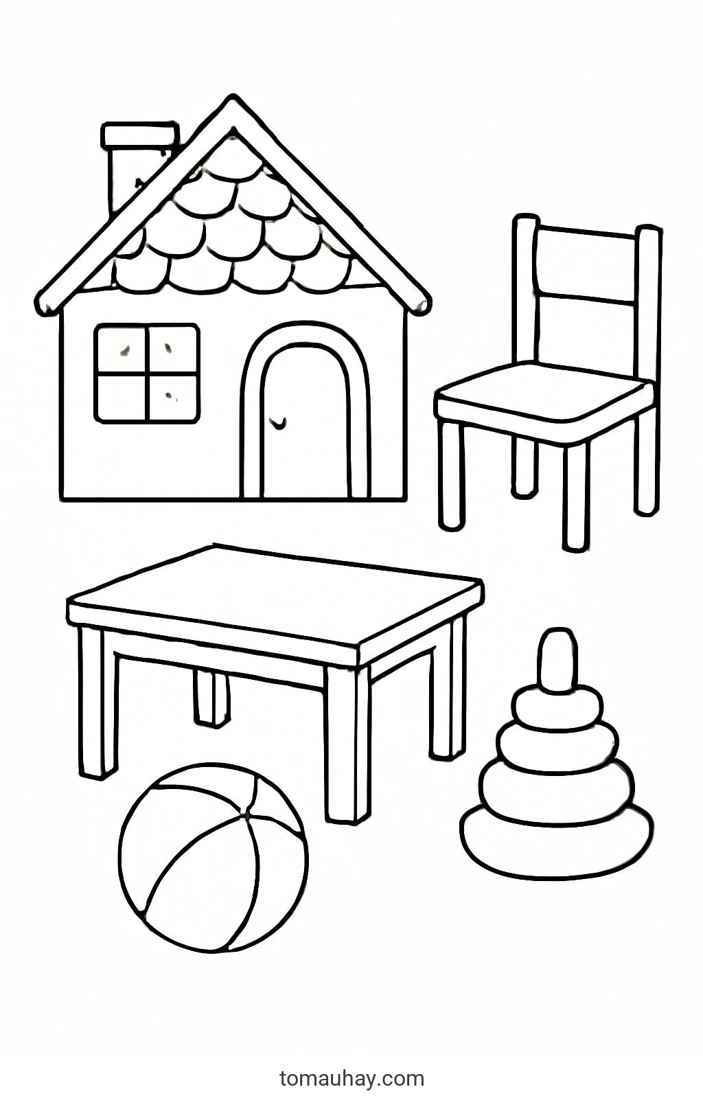 Tranh tô màu cho bé 3 4 tuổi 2026 - Đơn giản - Dễ Tô - Giúp bé phát triển trí tuệ - Ngôi nhà và đồ vật