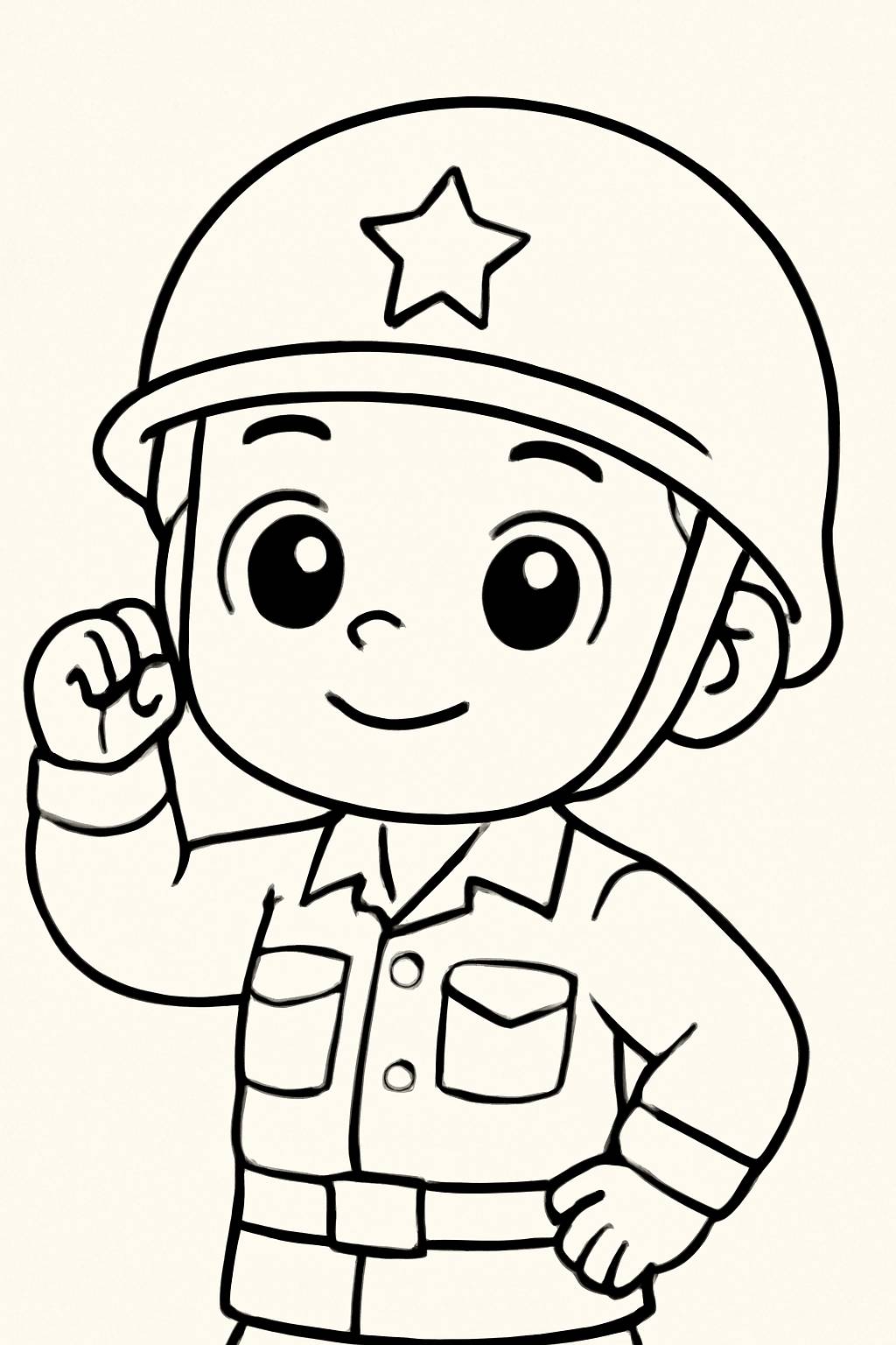 Tranh tô màu chú bộ đội hành quân cho bé dễ tải PDF