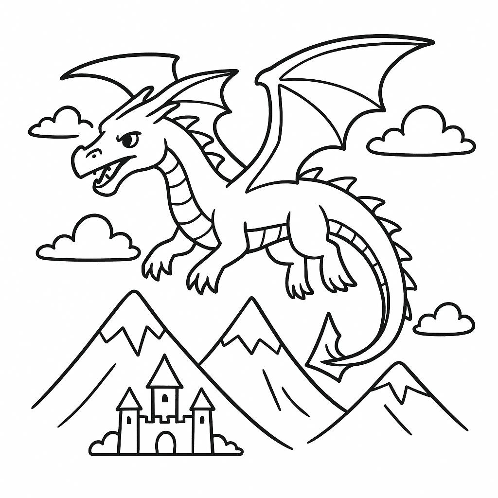Tô màu con rồng cho bé - Hình tô màu rồng PDF đẹp