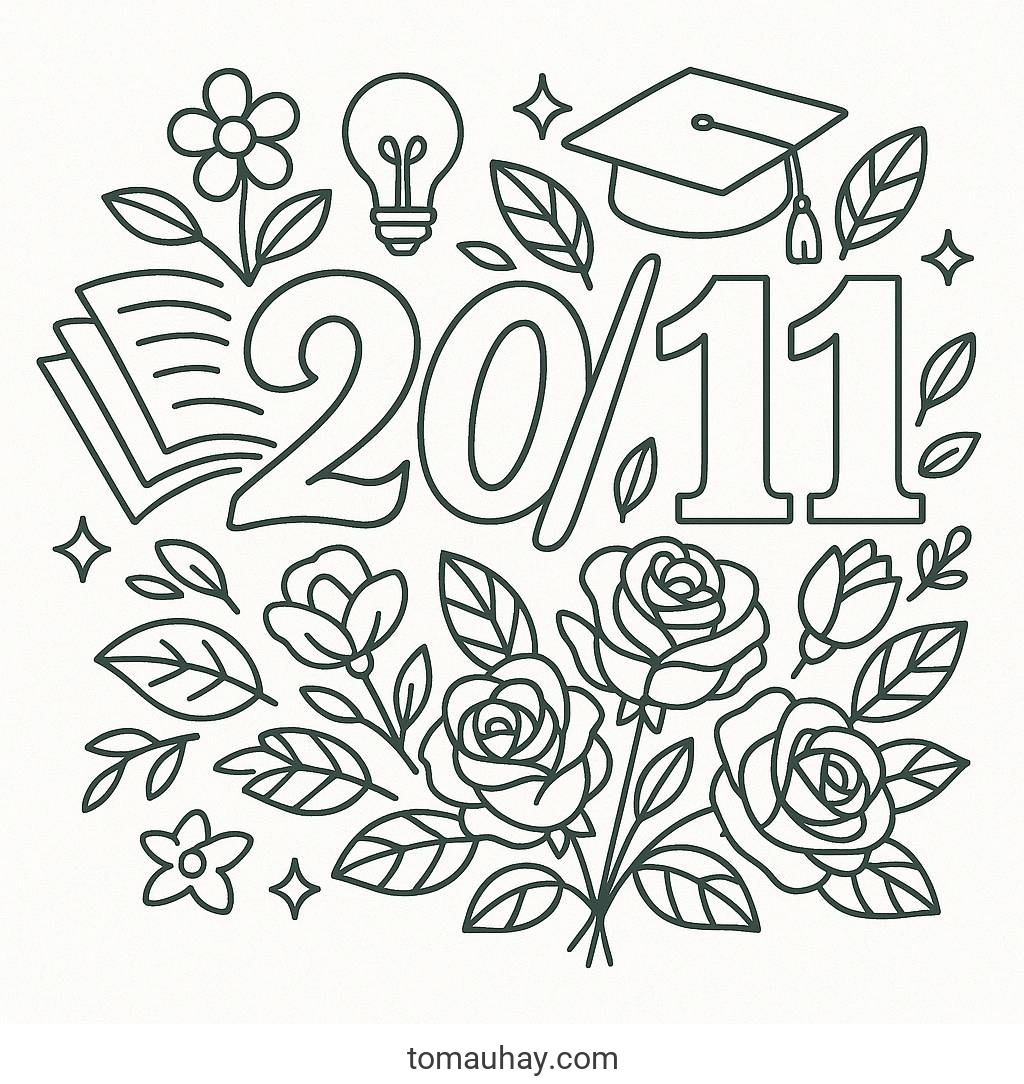 Tranh tô màu 20 11 cho bé - Hình tô màu thiệp PDF đẹp - Tranh 20/11 chữ nghệ thuật