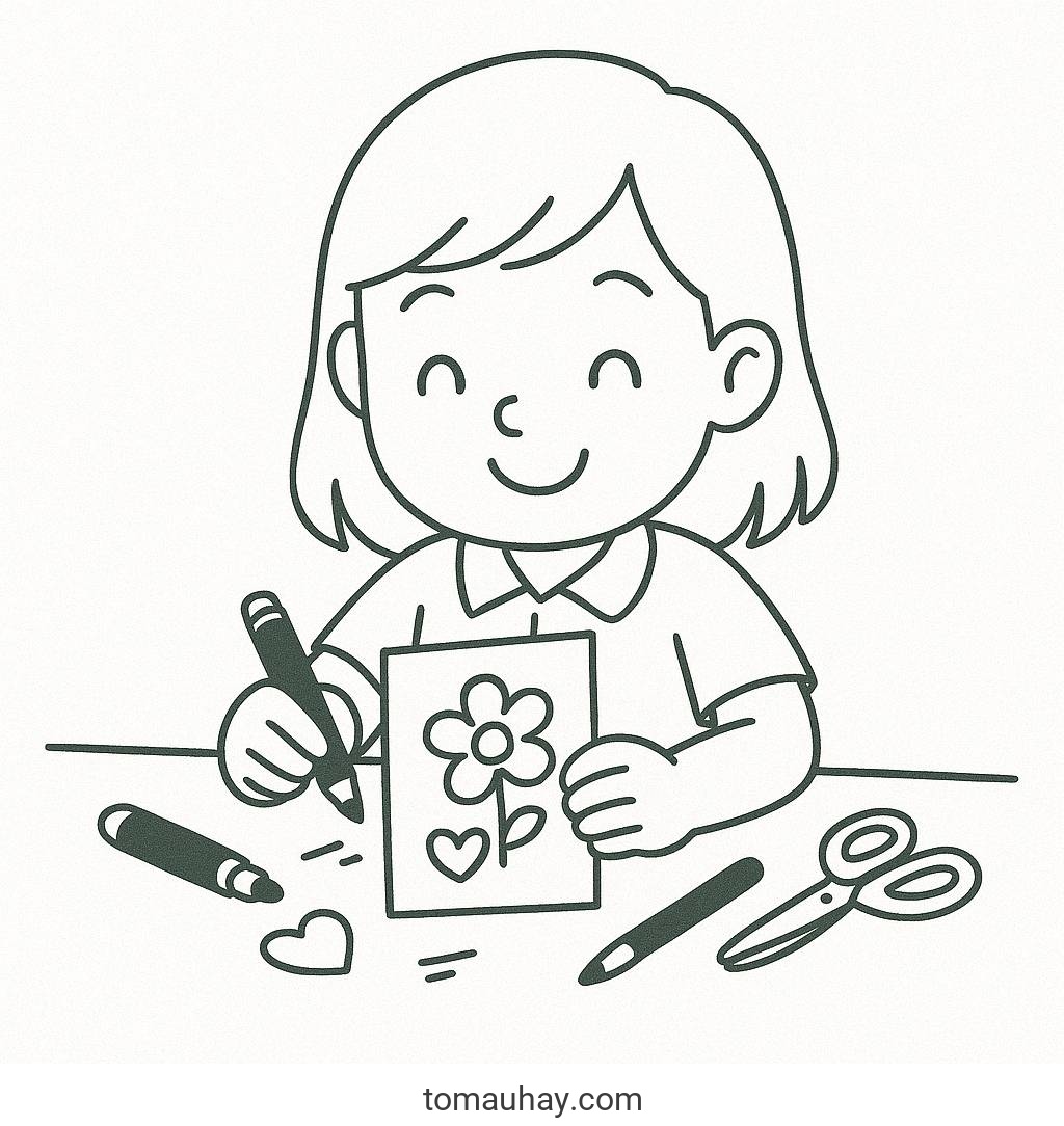 Tranh tô màu 20 11 cho bé - Hình tô màu thiệp PDF đẹp - Tranh 20/11 tặng thiệp