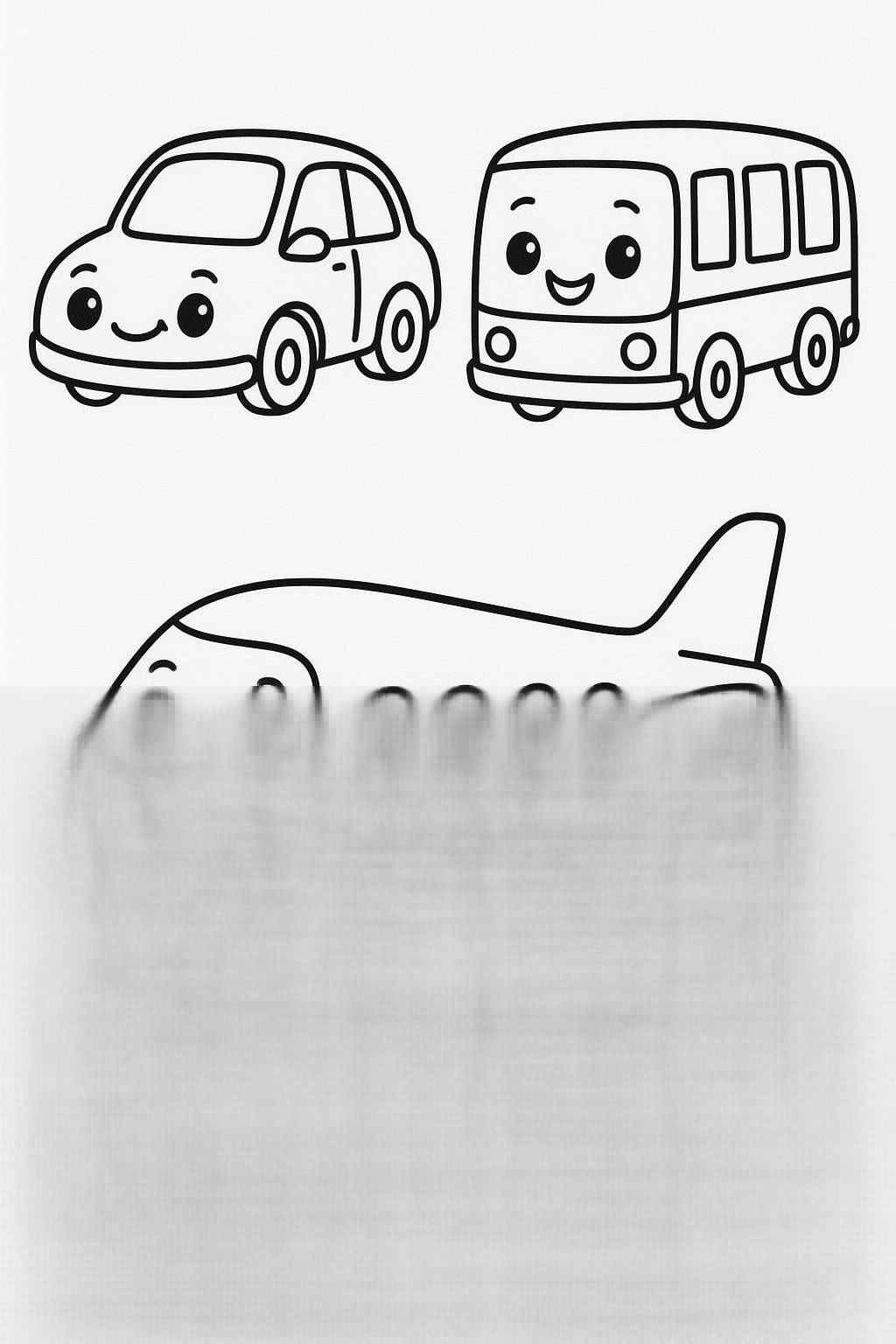 Tranh tô màu cute phương tiện