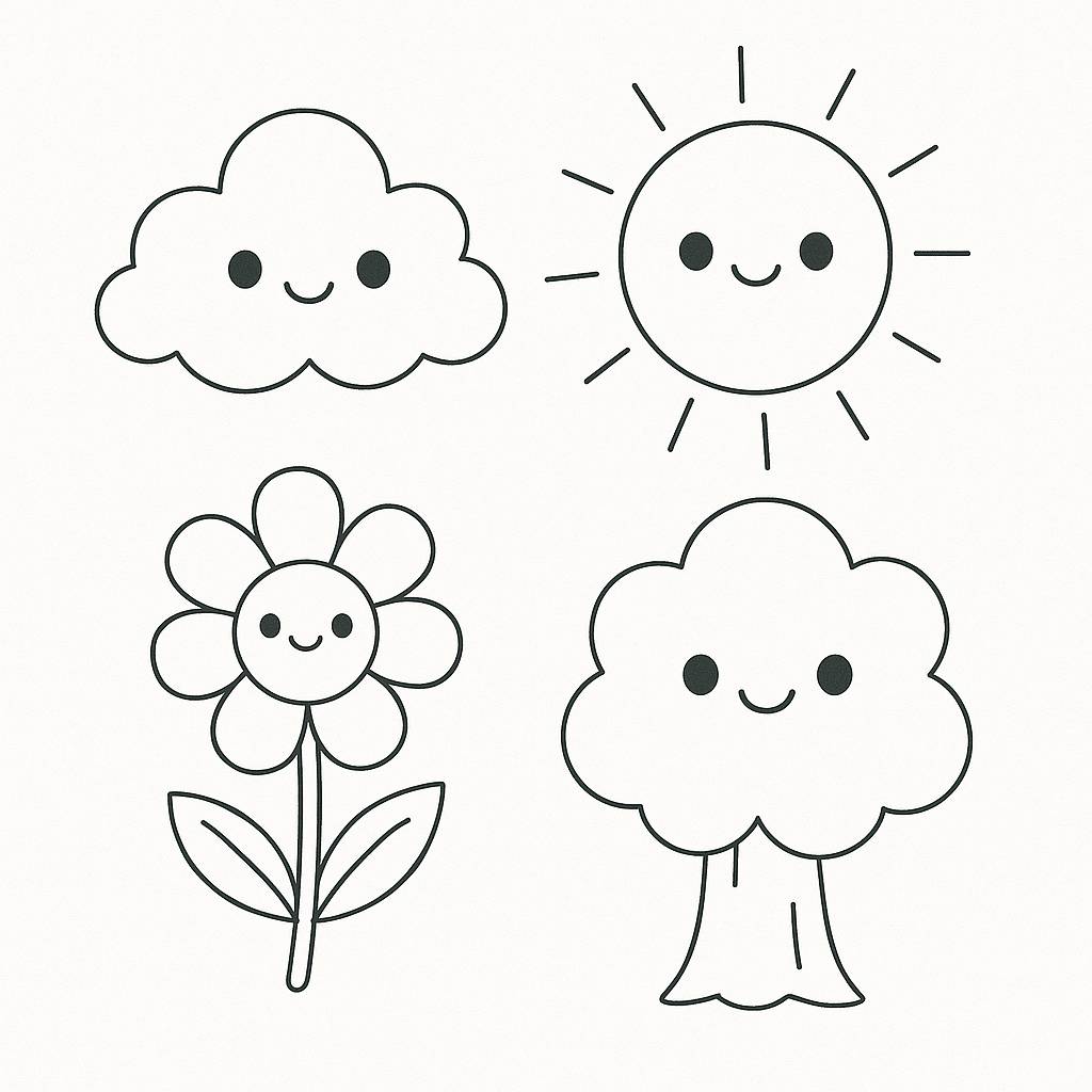 Tranh tô màu cute thiên nhiên