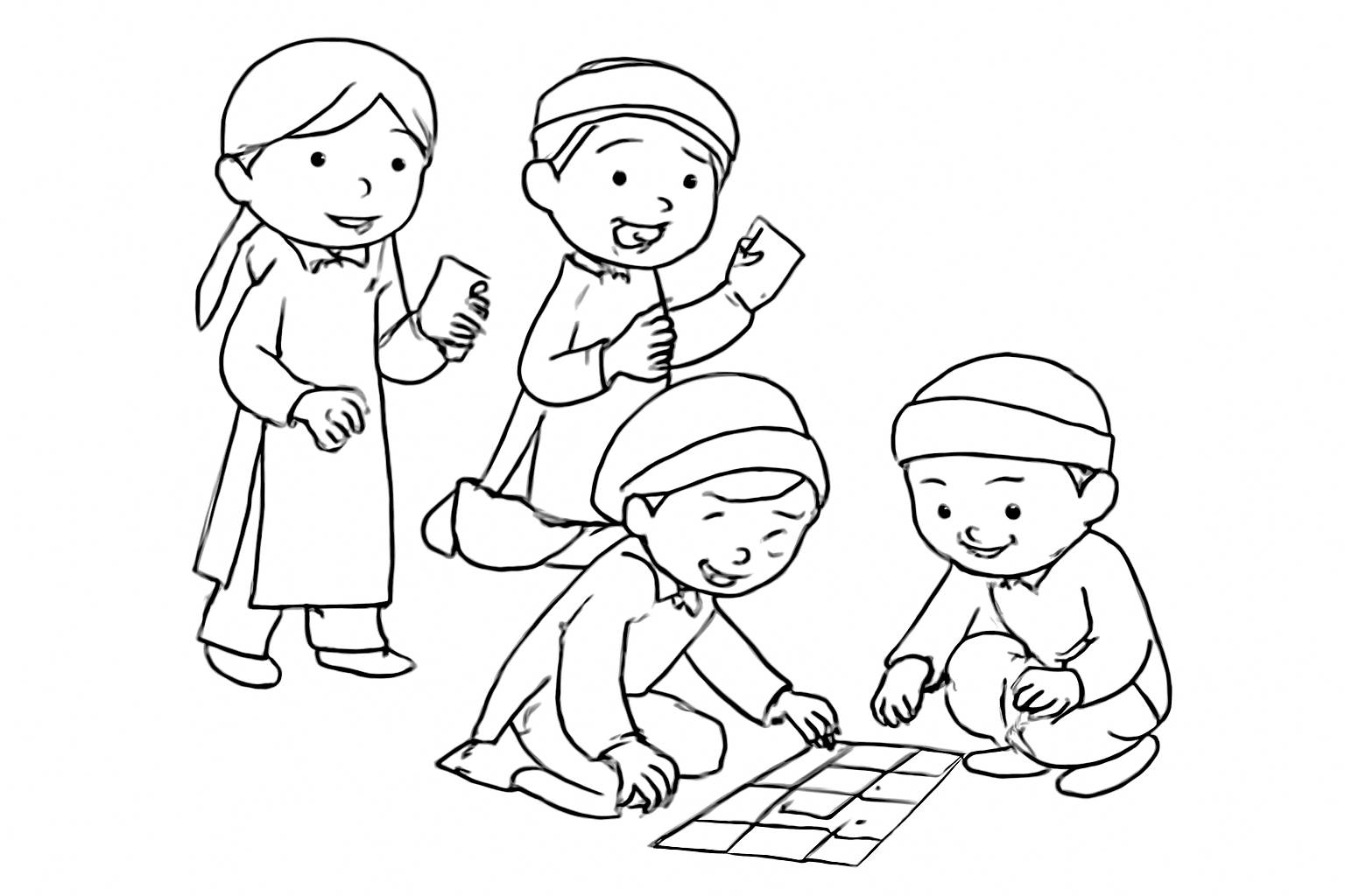 Tranh tô màu Tết thiếu nhi