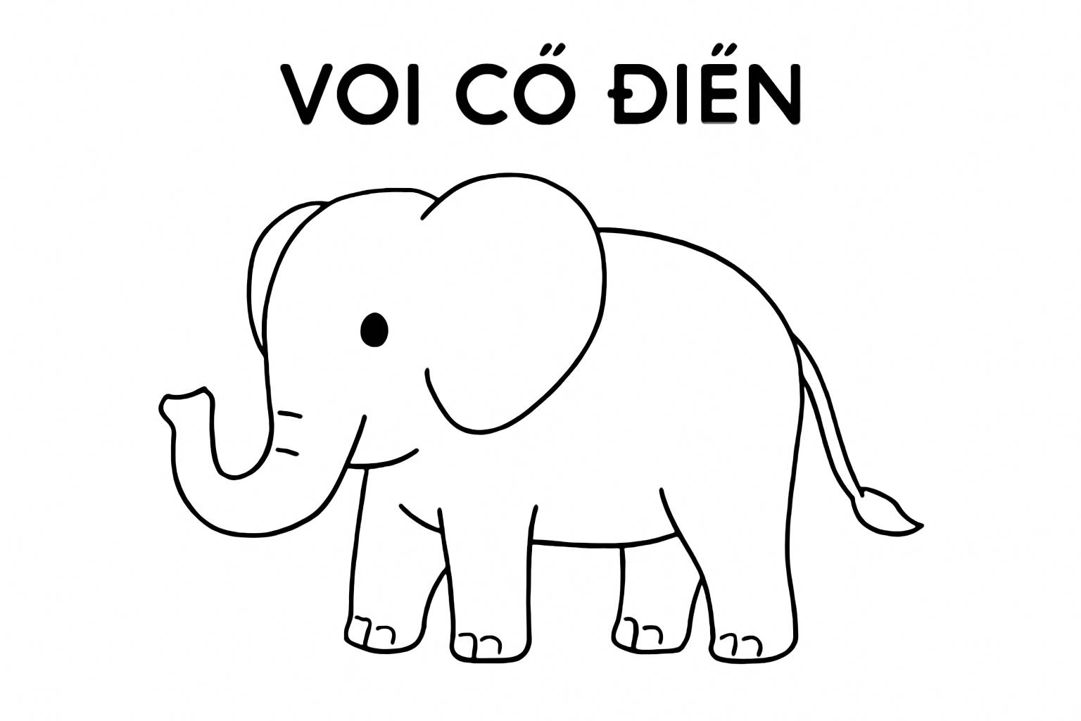 Con Voi Tô Màu Cho Bé - Hình Con Voi Tô Màu PDF