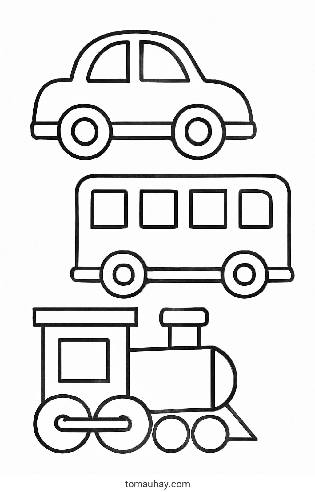 Tranh tô màu cho bé 3 4 tuổi 2026 - Đơn giản - Dễ Tô - Giúp bé phát triển trí tuệ - Xe cộ đơn giản