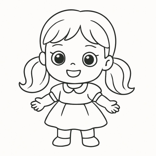 Tô màu búp bê cho bé – Hình tô màu búp bê dễ thương PDF