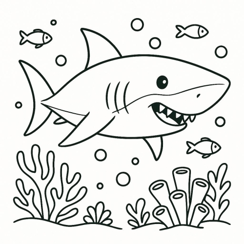 Tranh cá mập tô màu cho bé sáng tạo đẹp nhất 2025