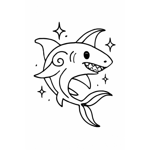 Tô màu cá mập cho bé – Hình tô màu con cá mập PDF miễn phí