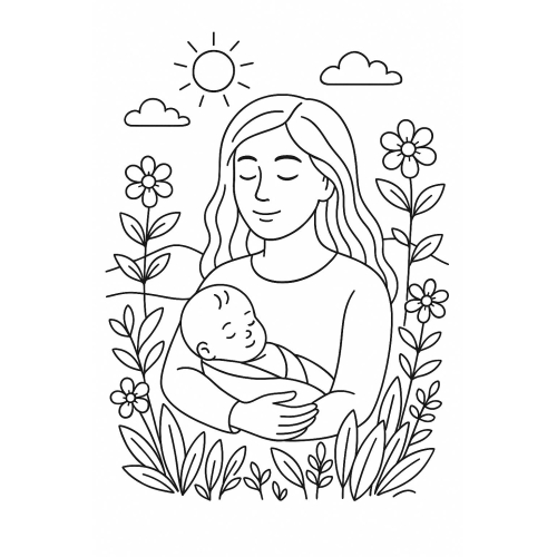 Tranh Tô Màu Chân Dung Mẹ Cho Bé - Tải PDF Miễn Phí