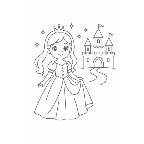 Tranh tô màu công chúa cho bé đẹp dễ thương