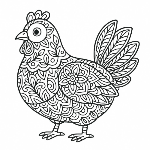 Tranh tô màu con gà cho bé – Tải hình PDF miễn phí