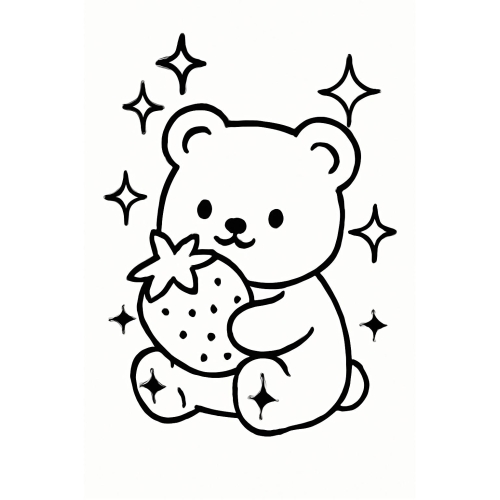 Tô màu gấu dâu cho bé – Hình tô màu gấu bông dễ thương