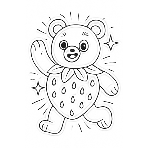 Tô màu gấu dâu cho bé – Hình tô màu gấu bông dễ thương