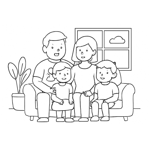 32+ Tranh tô màu Gia đình hạnh phúc cho bé