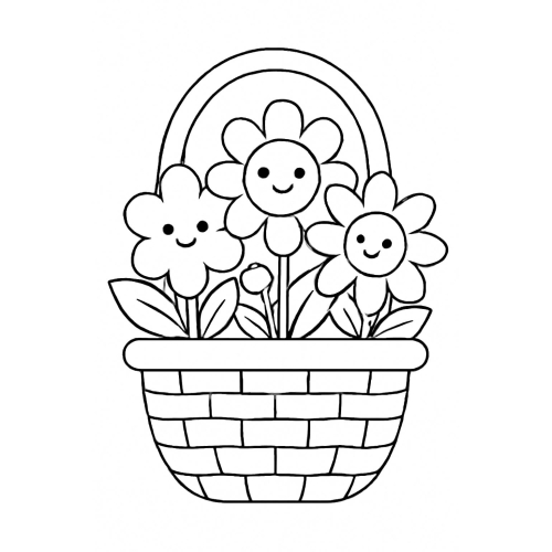 Tô màu giỏ hoa cho bé – Hình tô màu giỏ hoa vui nhộn