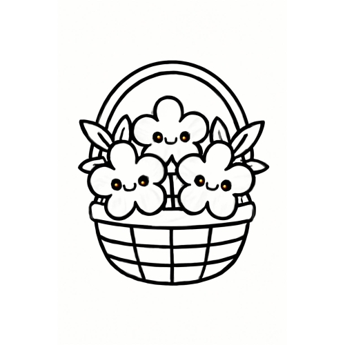 Tô màu giỏ hoa cho bé – Hình tô màu giỏ hoa vui nhộn