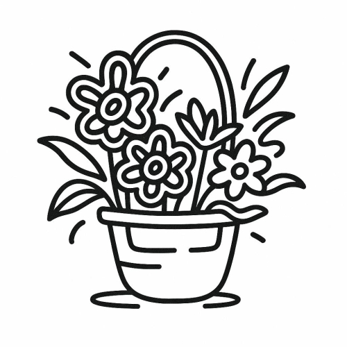 Tô màu giỏ hoa cho bé – Hình tô màu giỏ hoa vui nhộn