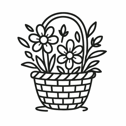 Tô màu giỏ hoa cho bé – Hình tô màu giỏ hoa vui nhộn