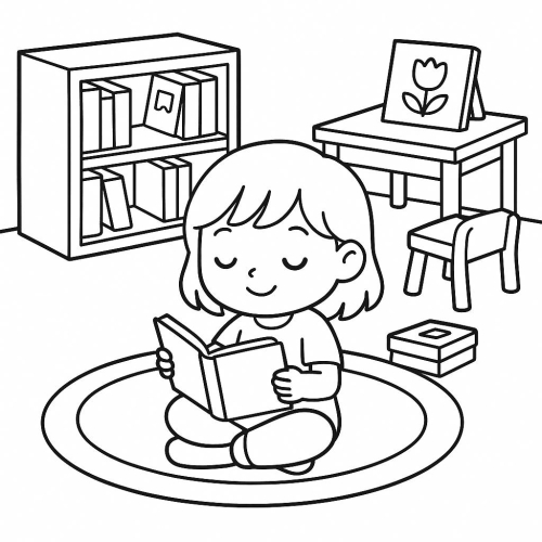 Tranh rỗng tô màu chủ đề trường mầm non cho bé 2025