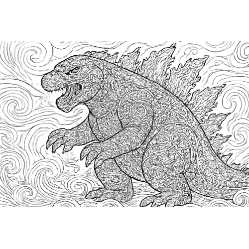 Tô màu Godzilla cho bé - Tải PDF miễn phí