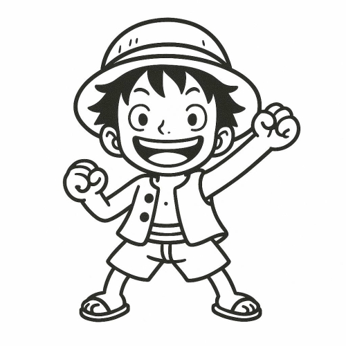 Tô màu Luffy cho bé – Hình tô màu Luffy dễ thương