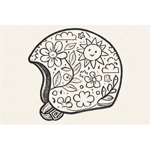 Tranh tô màu mũ bảo hiểm cho bé - Tải PDF miễn phí