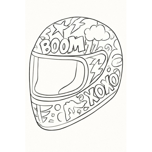 Tranh tô màu mũ bảo hiểm cho bé - Tải PDF miễn phí