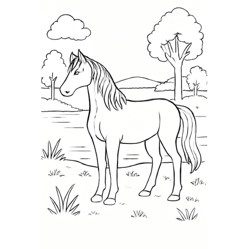 Tô màu con ngựa cho bé - Tải PDF miễn phí
