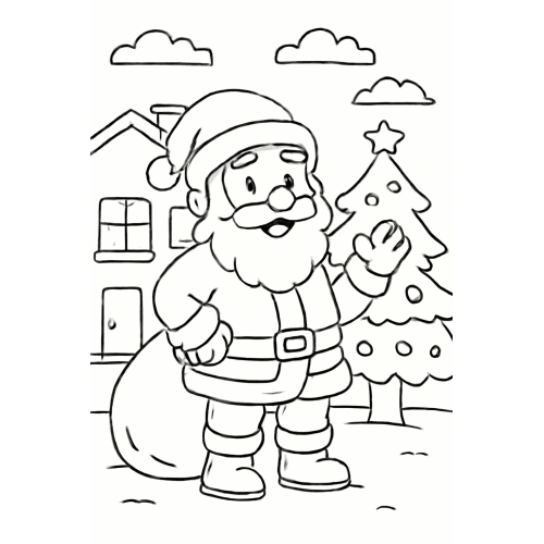 Tô màu ông già Noel cho bé - Hình tô màu Giáng sinh PDF