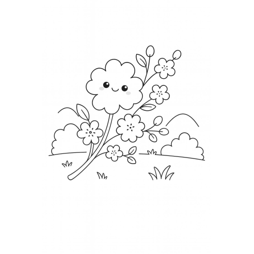 Tranh tô màu hoa mai cho bé 2025 -  dễ thương