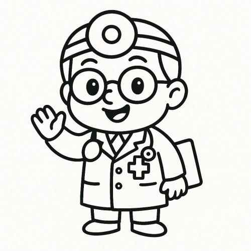 Tô màu bác sĩ cho bé 2025 - Hình tô màu PDF