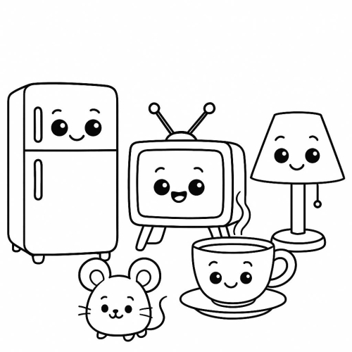 Tranh tô màu đồ dùng gia đình cho bé 2025 - PDF