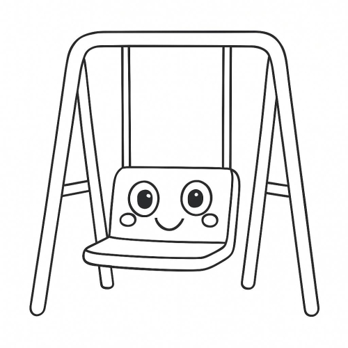 Tranh tô màu xích đu cho bé 2025 - Hình tô màu PDF