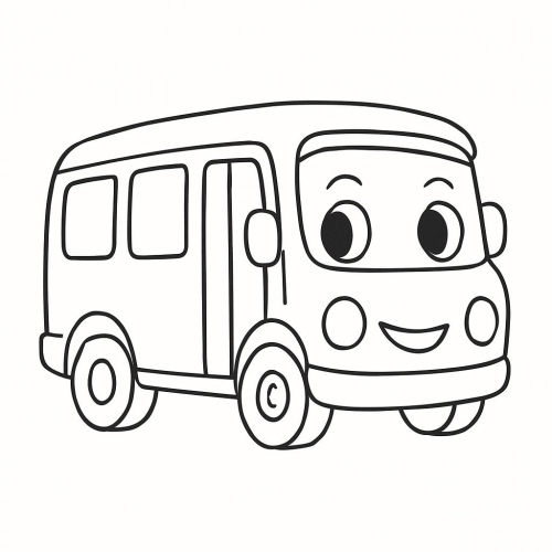 Tranh tô màu xe buýt cho bé 2025 - Hình tô màu PDF