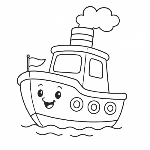 Tranh tô màu tàu thủy cho bé 2025 - Hình tô màu PDF