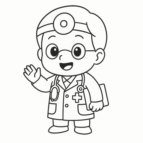Tô màu bác sĩ cho bé 2025 - Hình tô màu PDF