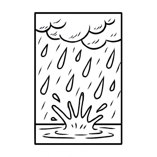 Tranh tô màu cảnh trời mưa cho bé – Hình tô màu vui nhộn