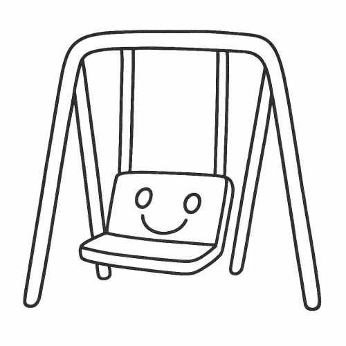 Tranh tô màu xích đu cho bé 2025 - Hình tô màu PDF