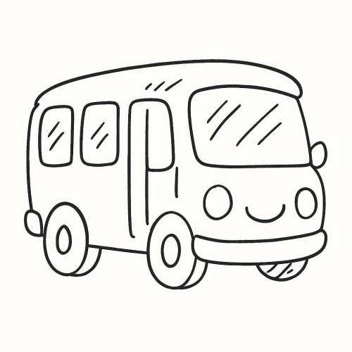 Tranh tô màu xe buýt cho bé 2025 - Hình tô màu PDF