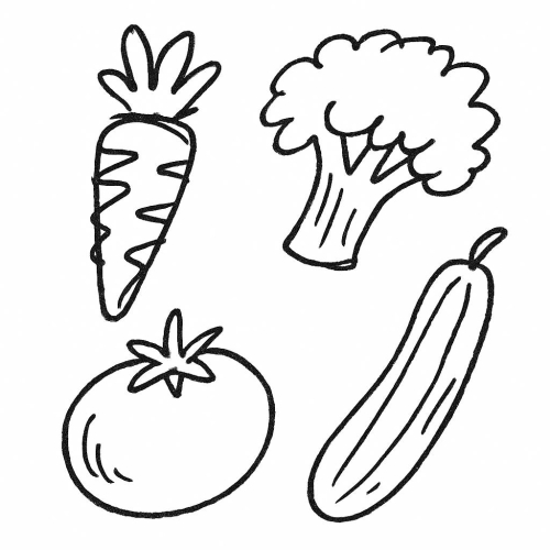 Tranh tô màu rau củ quả cho bé 2025 - Hình tô màu PDF