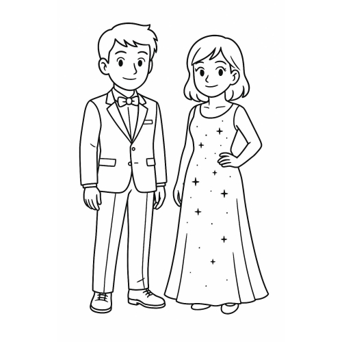 Tranh tô màu trang phục bạn trai bạn gái cho bé 2025