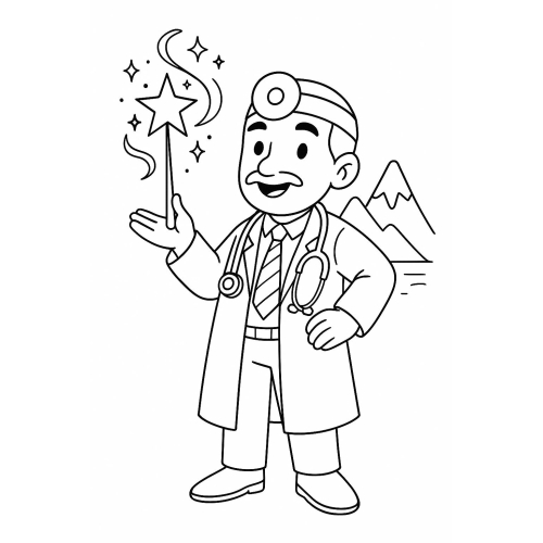 Tô màu bác sĩ cho bé 2025 - Hình tô màu PDF