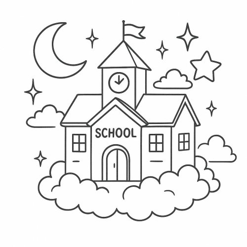 Tranh tô màu trường học cho bé 2025 - Hình tô màu PDF