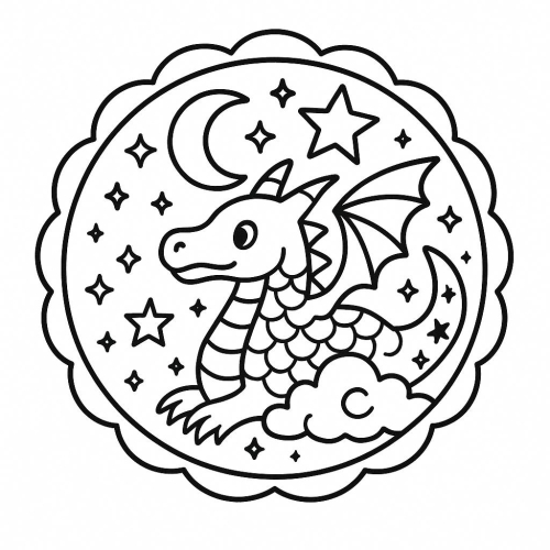 Tranh tô màu bánh trung thu cho bé 2025 -  dễ thương